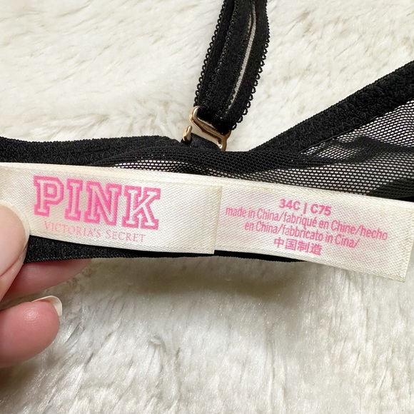 PINK VS Lace Date Night Push Up Bra in Black Lace Women’s 34C - Picture 7 of 9